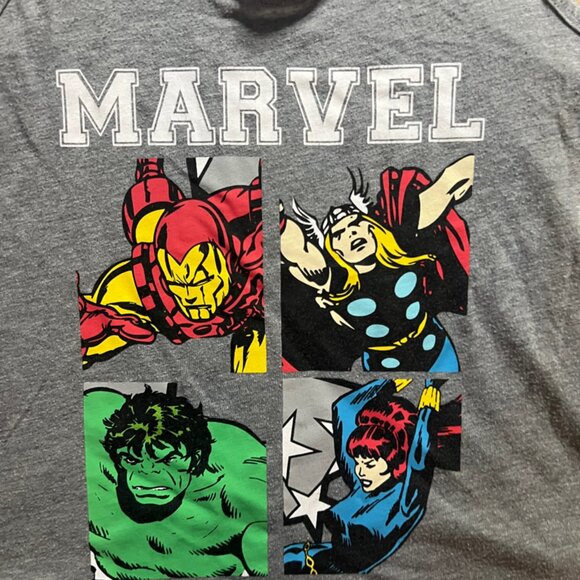 Marvel Women Medium Racerback Hulk Iron Man Thor‎ Gray Comic Hi-lo Tank Top (Z) - Picture 2 of 4